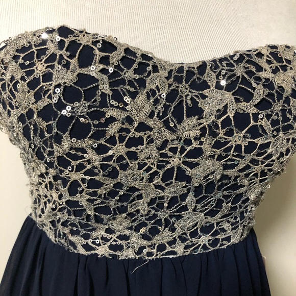 Gianni Bini Strapless Embellished NavyBlue Dress - Picture 3 of 8